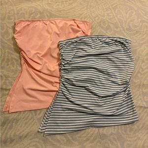 SHEIN Pink and Blue Striped Women's Tops